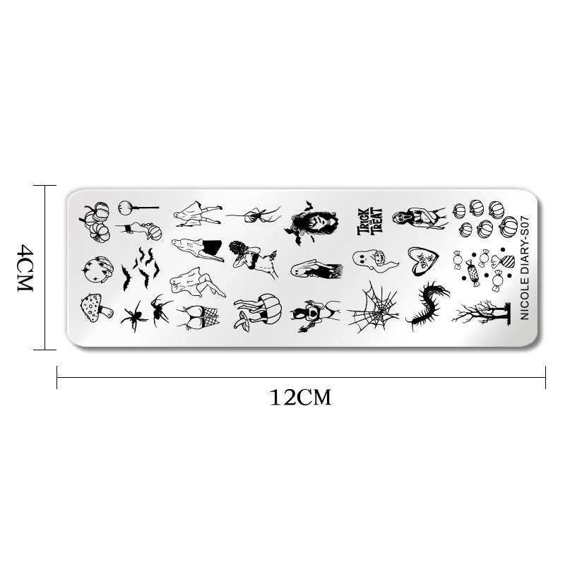 NICOLE NAPLÓ Köröm bélyegző lemezek Halloween Pumpkin Ghost kép Rozsdamentes acél karácsonyi hópehely mintás körömbélyegző sablon