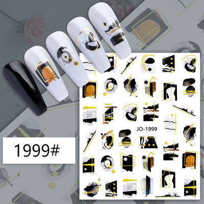 1 db 3D körömmatrica fekete fehér figura betű öntapadó transzfer csúszkák lézeres pillangó matricák körömdíszítés manikűr dekoráció