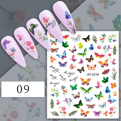 1 db 3D körömmatrica fekete fehér figura betű öntapadó transzfer csúszkák lézeres pillangó matricák körömdíszítés manikűr dekoráció