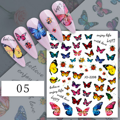 1 db 3D körömmatrica fekete fehér figura betű öntapadó transzfer csúszkák lézeres pillangó matricák körömdíszítés manikűr dekoráció