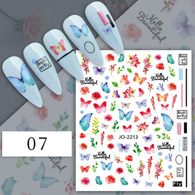 1 db 3D körömmatrica fekete fehér figura betű öntapadó transzfer csúszkák lézeres pillangó matricák körömdíszítés manikűr dekoráció