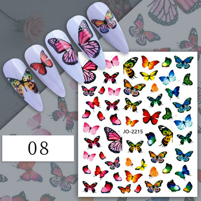 1 db 3D körömmatrica fekete fehér figura betű öntapadó transzfer csúszkák lézeres pillangó matricák körömdíszítés manikűr dekoráció