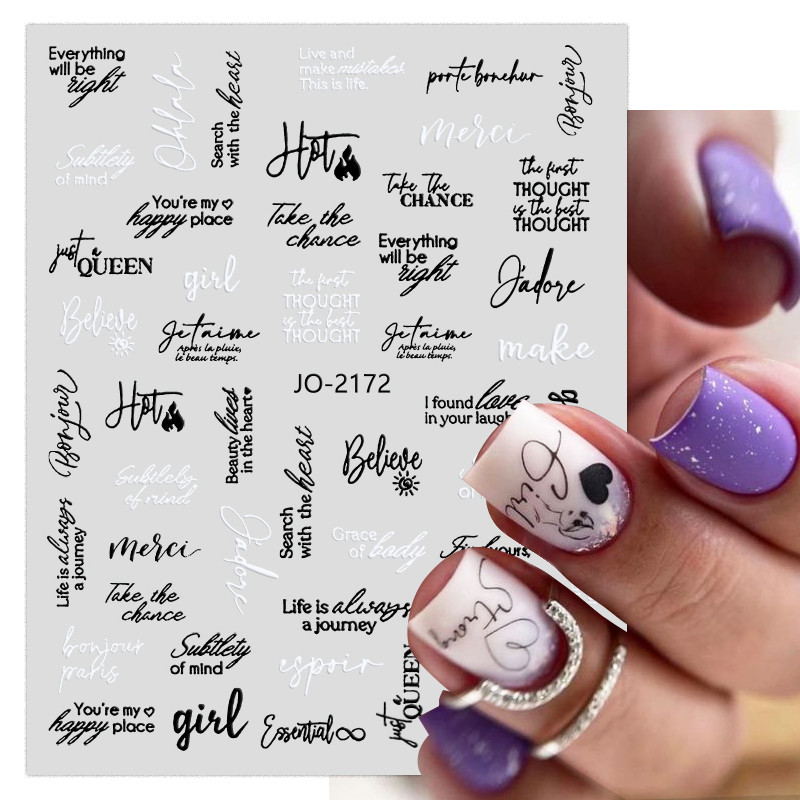 1 db 3D körömmatrica fekete fehér figura betű öntapadó transzfer csúszkák lézeres pillangó matricák körömdíszítés manikűr dekoráció