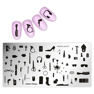 Köröm bélyegzősablon lemezek 1 db téglalap 6*12cm körömbélyegző lemez dieshan_footprint nyomtatás minta lemez dekoráció