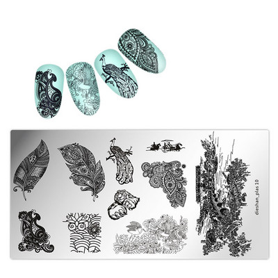 Köröm bélyegzősablon lemezek 1 db téglalap 6*12cm körömbélyegző lemez dieshan_footprint nyomtatás minta lemez dekoráció