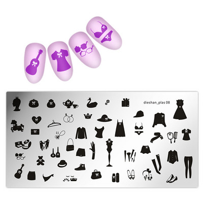 Köröm bélyegzősablon lemezek 1 db téglalap 6*12cm körömbélyegző lemez dieshan_footprint nyomtatás minta lemez dekoráció