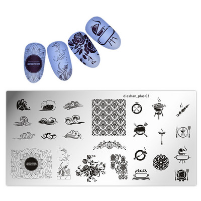 Köröm bélyegzősablon lemezek 1 db téglalap 6*12cm körömbélyegző lemez dieshan_footprint nyomtatás minta lemez dekoráció