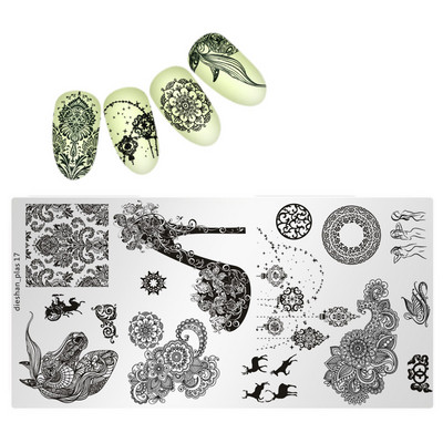 Köröm bélyegzősablon lemezek 1 db téglalap 6*12cm körömbélyegző lemez dieshan_footprint nyomtatás minta lemez dekoráció