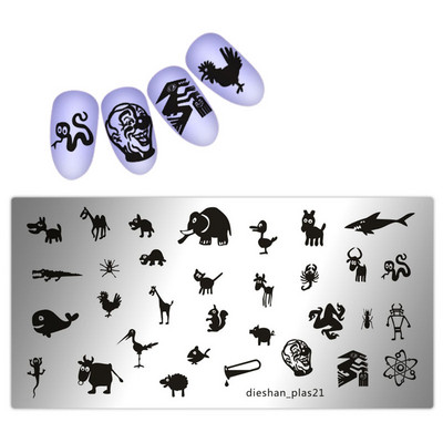 Köröm bélyegzősablon lemezek 1 db téglalap 6*12cm körömbélyegző lemez dieshan_footprint nyomtatás minta lemez dekoráció