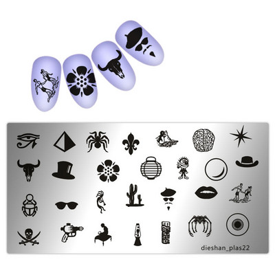Köröm bélyegzősablon lemezek 1 db téglalap 6*12cm körömbélyegző lemez dieshan_footprint nyomtatás minta lemez dekoráció