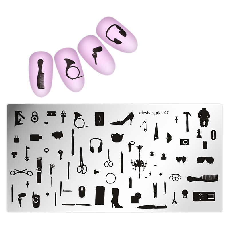 Köröm bélyegzősablon lemezek 1 db téglalap 6*12cm körömbélyegző lemez dieshan_footprint nyomtatás minta lemez dekoráció