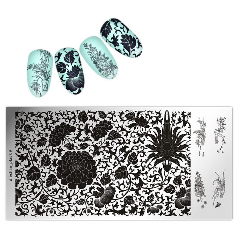 Köröm bélyegzősablon lemezek 1 db téglalap 6*12cm körömbélyegző lemez dieshan_footprint nyomtatás minta lemez dekoráció