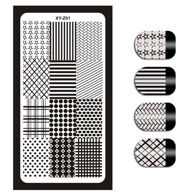 Új körömlemez XY-Z 32 körömnyomtató sablon körömfestés acéllemez 6*12 körömbélyegző lemezek geometria csipke virág álom