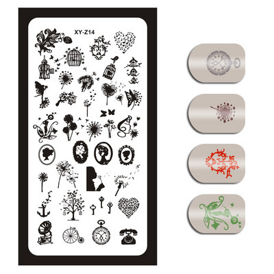 Új körömlemez XY-Z 32 körömnyomtató sablon körömfestés acéllemez 6*12 körömbélyegző lemezek geometria csipke virág álom