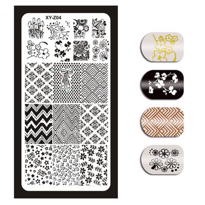 Új körömlemez XY-Z 32 körömnyomtató sablon körömfestés acéllemez 6*12 körömbélyegző lemezek geometria csipke virág álom
