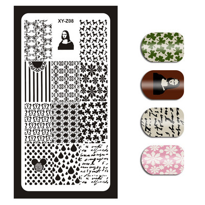 Új körömlemez XY-Z 32 körömnyomtató sablon körömfestés acéllemez 6*12 körömbélyegző lemezek geometria csipke virág álom