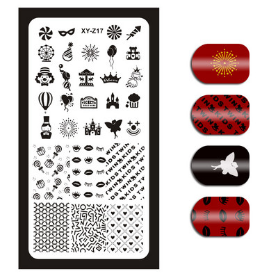 Új körömlemez XY-Z 32 körömnyomtató sablon körömfestés acéllemez 6*12 körömbélyegző lemezek geometria csipke virág álom