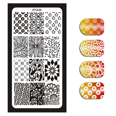 Új körömlemez XY-Z 32 körömnyomtató sablon körömfestés acéllemez 6*12 körömbélyegző lemezek geometria csipke virág álom