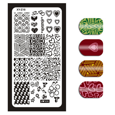 Új körömlemez XY-Z 32 körömnyomtató sablon körömfestés acéllemez 6*12 körömbélyegző lemezek geometria csipke virág álom