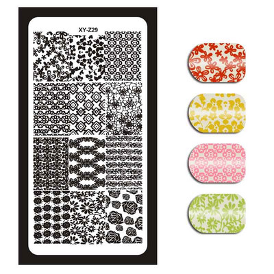 Új körömlemez XY-Z 32 körömnyomtató sablon körömfestés acéllemez 6*12 körömbélyegző lemezek geometria csipke virág álom