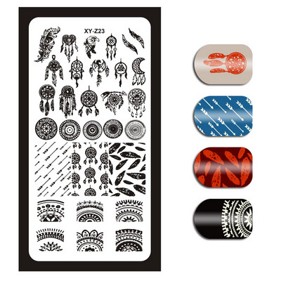 Új körömlemez XY-Z 32 körömnyomtató sablon körömfestés acéllemez 6*12 körömbélyegző lemezek geometria csipke virág álom