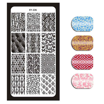 Új körömlemez XY-Z 32 körömnyomtató sablon körömfestés acéllemez 6*12 körömbélyegző lemezek geometria csipke virág álom