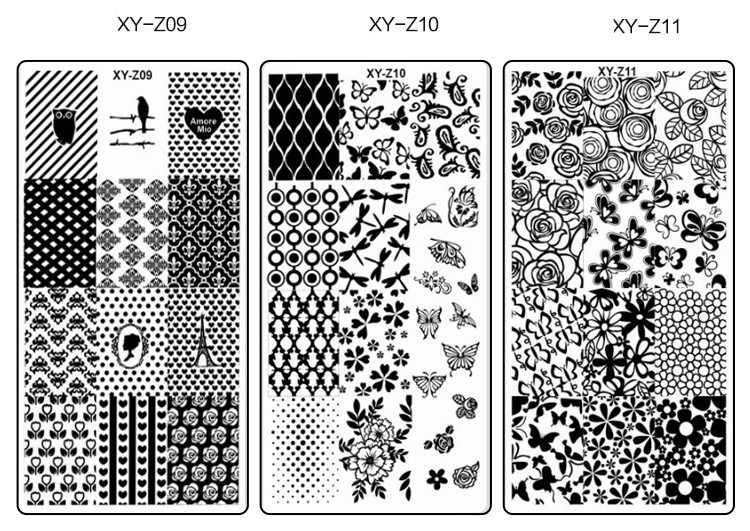 Új körömlemez XY-Z 32 körömnyomtató sablon körömfestés acéllemez 6*12 körömbélyegző lemezek geometria csipke virág álom
