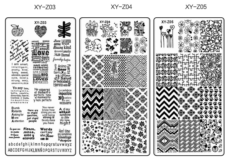 Új körömlemez XY-Z 32 körömnyomtató sablon körömfestés acéllemez 6*12 körömbélyegző lemezek geometria csipke virág álom