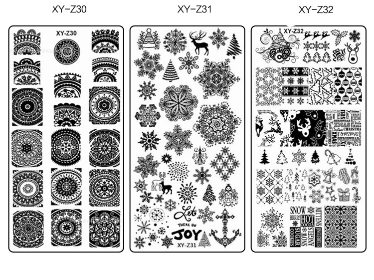 Új körömlemez XY-Z 32 körömnyomtató sablon körömfestés acéllemez 6*12 körömbélyegző lemezek geometria csipke virág álom