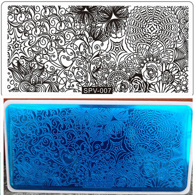 1db körömbélyegző készlet téglalap bélyegzőlemez szépség virágos levelek masni körömdíszítés képsablon manikűr eszközök