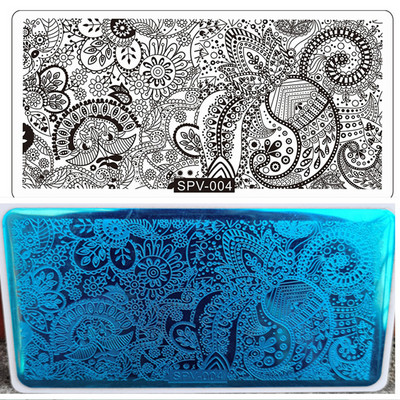 1db körömbélyegző készlet téglalap bélyegzőlemez szépség virágos levelek masni körömdíszítés képsablon manikűr eszközök