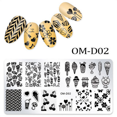 1db körömbélyegző készlet téglalap bélyegzőlemez szépség virágos levelek masni körömdíszítés képsablon manikűr eszközök