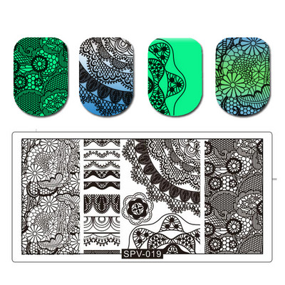 1db körömbélyegző készlet téglalap bélyegzőlemez szépség virágos levelek masni körömdíszítés képsablon manikűr eszközök