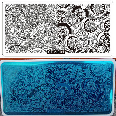 1db körömbélyegző készlet téglalap bélyegzőlemez szépség virágos levelek masni körömdíszítés képsablon manikűr eszközök