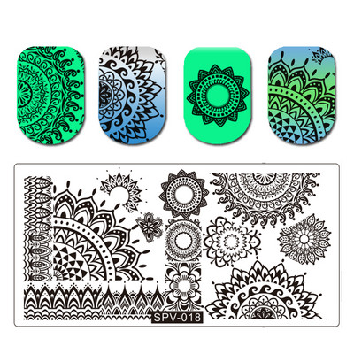 1db körömbélyegző készlet téglalap bélyegzőlemez szépség virágos levelek masni körömdíszítés képsablon manikűr eszközök