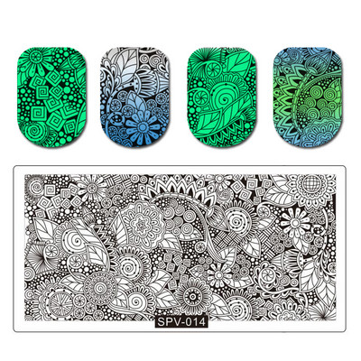 1db körömbélyegző készlet téglalap bélyegzőlemez szépség virágos levelek masni körömdíszítés képsablon manikűr eszközök