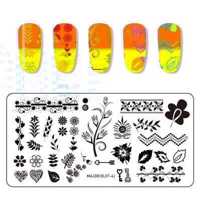 1db körömbélyegző készlet téglalap bélyegzőlemez szépség virágos levelek masni körömdíszítés képsablon manikűr eszközök