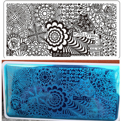 1db körömbélyegző készlet téglalap bélyegzőlemez szépség virágos levelek masni körömdíszítés képsablon manikűr eszközök