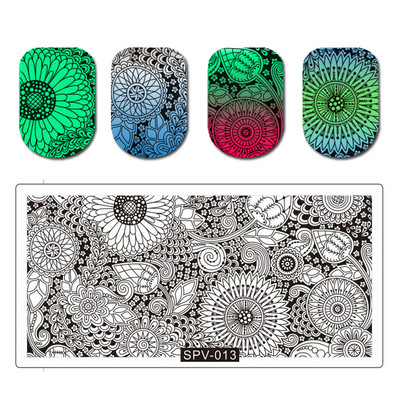 1db körömbélyegző készlet téglalap bélyegzőlemez szépség virágos levelek masni körömdíszítés képsablon manikűr eszközök