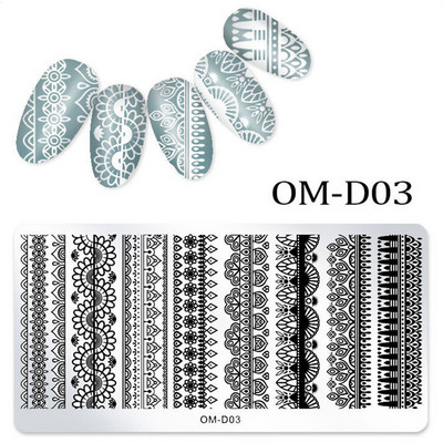 1db körömbélyegző készlet téglalap bélyegzőlemez szépség virágos levelek masni körömdíszítés képsablon manikűr eszközök