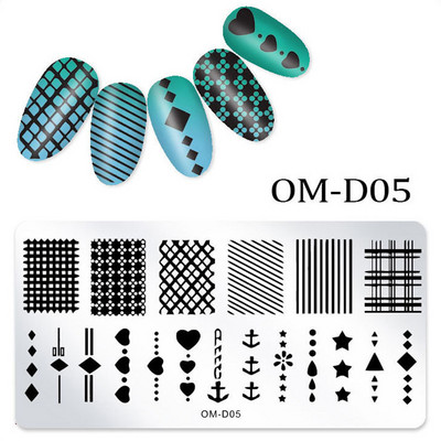 1db körömbélyegző készlet téglalap bélyegzőlemez szépség virágos levelek masni körömdíszítés képsablon manikűr eszközök