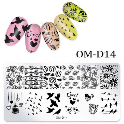 1db körömbélyegző készlet téglalap bélyegzőlemez szépség virágos levelek masni körömdíszítés képsablon manikűr eszközök