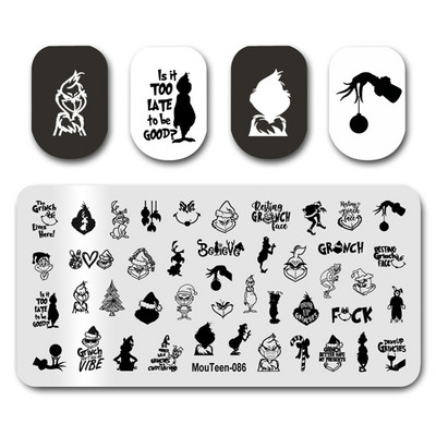 Nagu zīmogs MouTeen086 The Ghost Spirit Christmas Freak Nail Plates zīmogu manikīra komplekts nagu mākslas štancēšanai