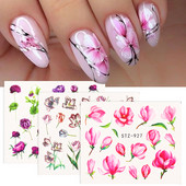 1db Flower Series Nail Water Matrica Virágos Sakura Daisy Rose Leaf Transfer Slider Fólia Köröm Dekoráció SASTZ922-957-1
