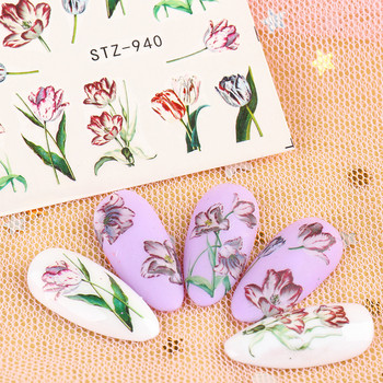 1 τεμ. Flower Series Nail Water Decal Αυτοκόλλητο Floral Sakura Daisy Rose Leaf Transfer Slider Foil Διακοσμητικό νυχιών SASTZ922-957-1