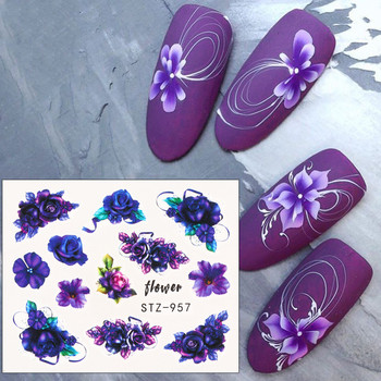 1 τεμ. Flower Series Nail Water Decal Αυτοκόλλητο Floral Sakura Daisy Rose Leaf Transfer Slider Foil Διακοσμητικό νυχιών SASTZ922-957-1