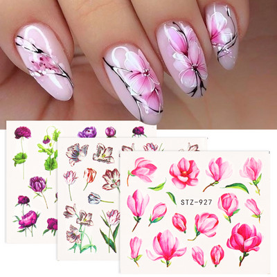 1kom Flower Series Nail Water Decal Naljepnica Cvjetni Sakura Daisy Rose Leaf Transfer Klizna folija Ukrasi za nokte SASTZ922-957-1