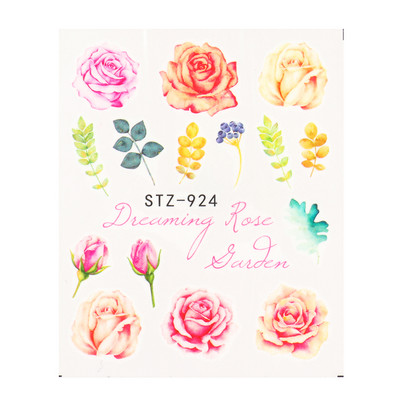 1db Flower Series Nail Water Matrica Virágos Sakura Daisy Rose Leaf Transfer Slider Fólia Köröm Dekoráció SASTZ922-957-1