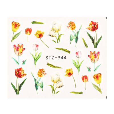 1db Flower Series Nail Water Matrica Virágos Sakura Daisy Rose Leaf Transfer Slider Fólia Köröm Dekoráció SASTZ922-957-1