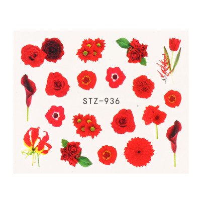 1db Flower Series Nail Water Matrica Virágos Sakura Daisy Rose Leaf Transfer Slider Fólia Köröm Dekoráció SASTZ922-957-1